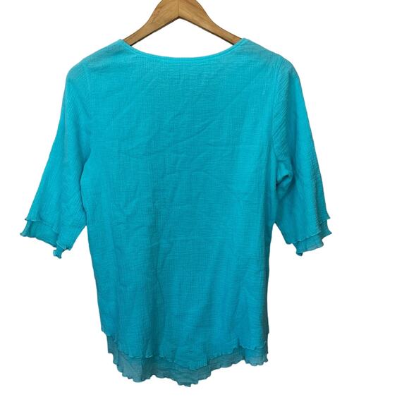 Soft Surroundings Layered Turquoise Blue  Blouse Womens Top Size XS Pullover - Picture 3 of 6